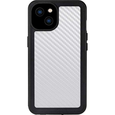 White Carbon Fiber Specialty Texture Material iPhone 15 Plus Waterproof Case